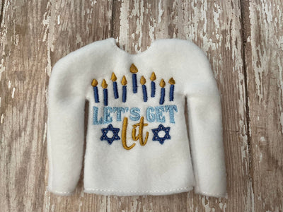 Let's Get Lit Hanukkah ITH Elf Sweater Shirt