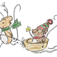 Sledding Mice Scribble Christmas Design