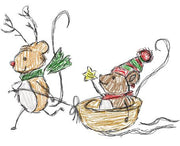 Sledding Mice Scribble Christmas Design
