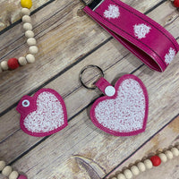 Valentine's Day Heart Key fob Charm Wristlet Faux Chenille Set