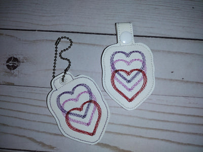 Open Hearts Key Fob and charm ITH