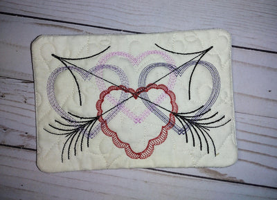 Be Mine Hearts Mug Rug ITH