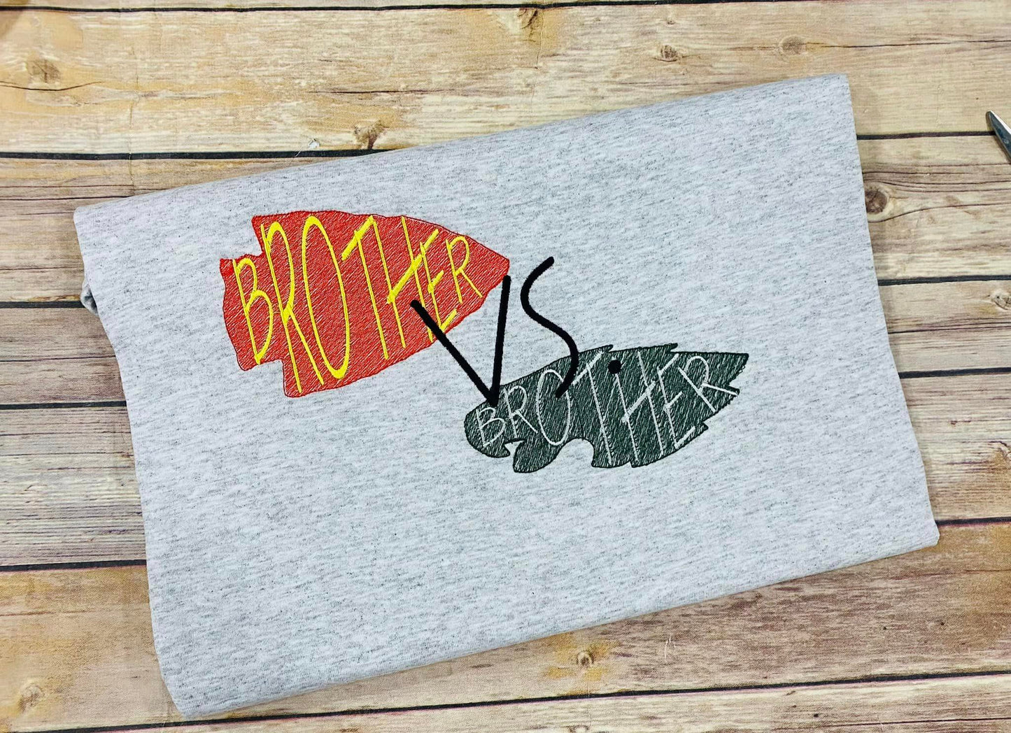 Brother vs Brother Sketchy Football Embroidery