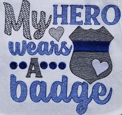 My Hero wears a badge Police sketchy design