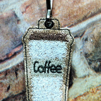 Coffee Latte ith key charm fob faux chenille