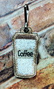 Coffee Latte ith key charm fob faux chenille