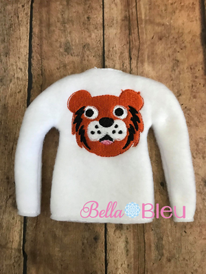 ITH Tiger Mascot Elf Sweater Shirt Embroidery design
