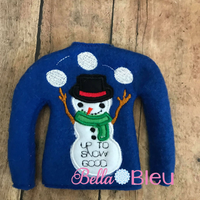 ITH Up to Snow Good Snowman Elf Sweater Shirt Machine Embroidery design