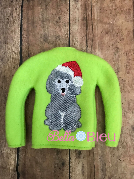 ITH Santa Poodle Elf Sweater Shirt Machine Embroidery Design