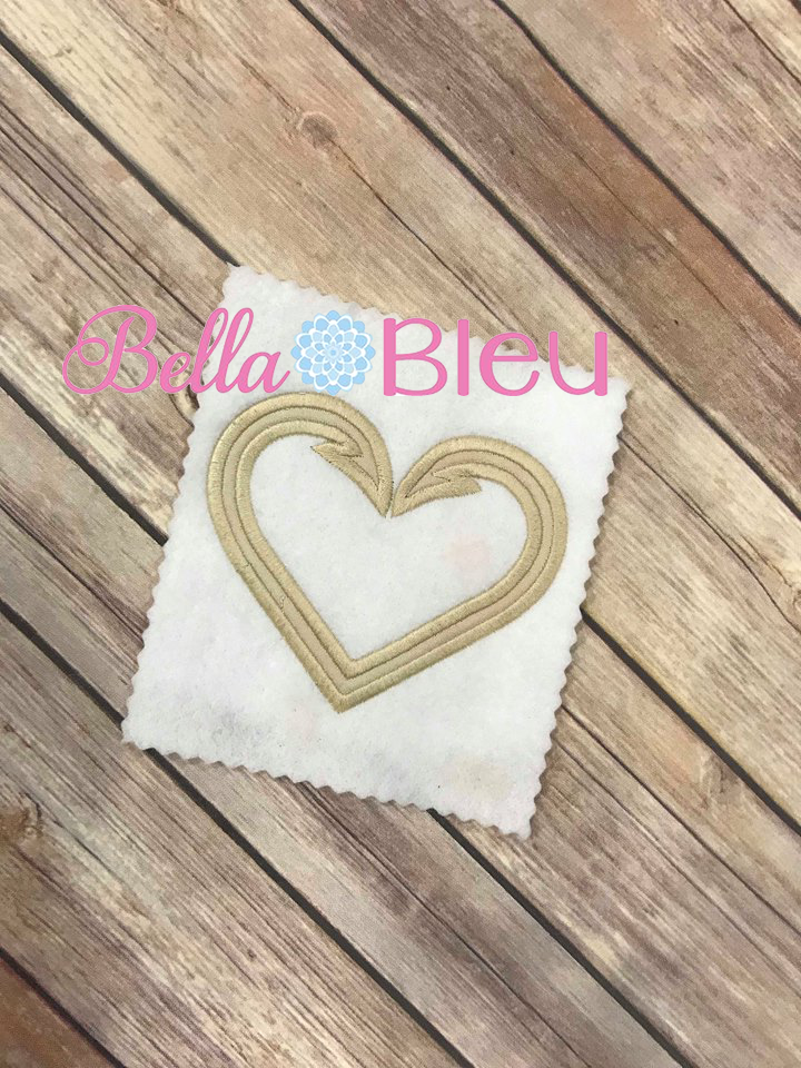Heart Shaped Fish Hook Applique machine embroidery design