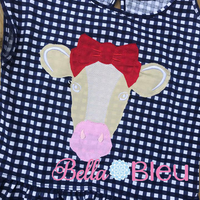 Farm Cow bean stitch applique machine embroidery design