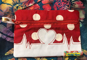 ITH Nurse EKG heartbeat wallet machine embroidery design