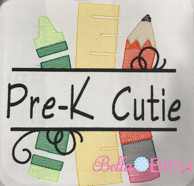 Sketchy Pre School Cutie Machine Embroidery design back to school