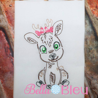 Girl Deer Bean Stitch Colorwork 5x5 embroidery design