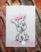 Girl Deer Bean Stitch Colorwork 8x8 machine embroidery