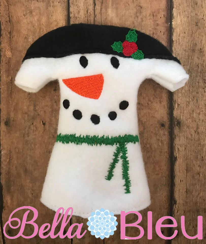 ITH Elf Girl Snowman Snowgirl dress machine embroidery design
