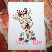 Girl Deer Sketchy 6x6 Colorwork machine design