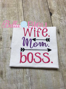 Wife Boss Mom Saying Machine Embroidery Design