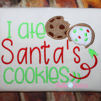 I ate Santa's Cookies Christmas Applique design 6x10