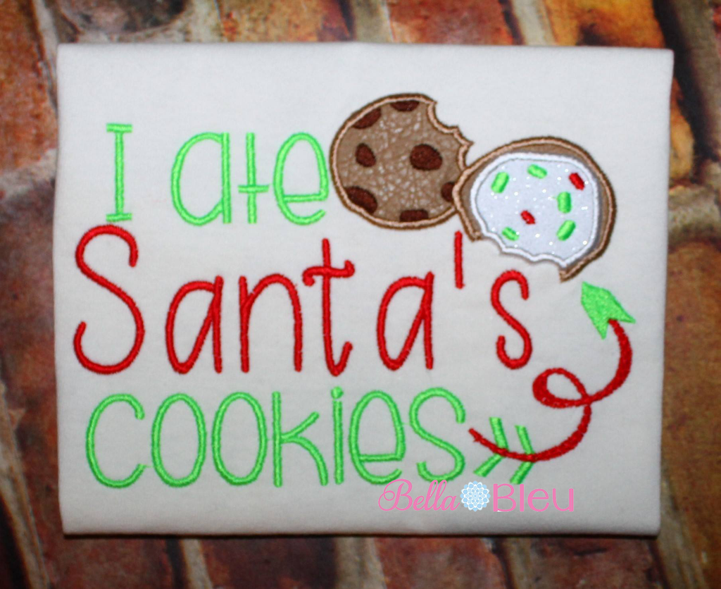 I ate Santa's Cookies Christmas Applique design 7x11