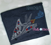 War Fighter airplane Plane Bean Stitch machine embroidery design 8x12