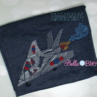 War Fighter airplane Plane Bean Stitch machine embroidery design 7x11