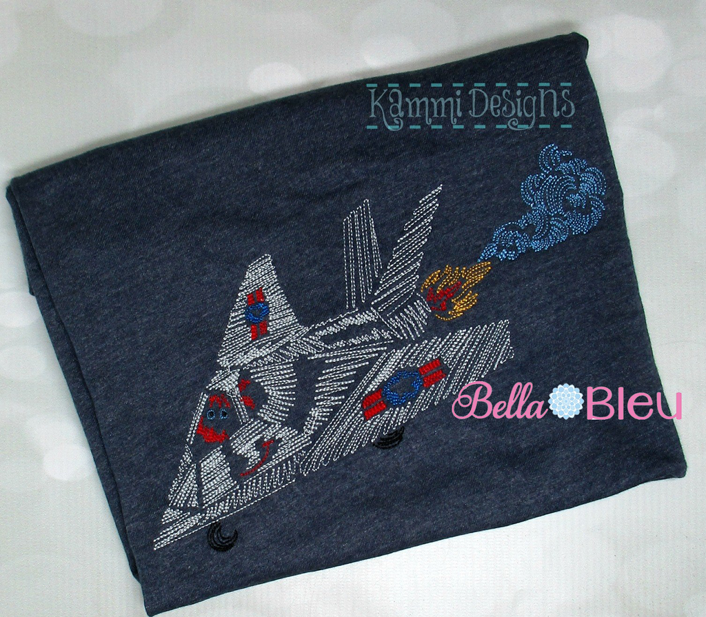 War Fighter airplane Plane Bean Stitch machine embroidery design 6x10
