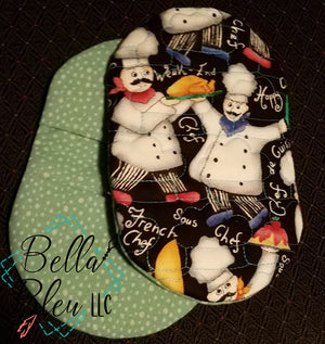 ITH In The Hoop chef hat Print Motif Kitchen Pot holder oven mitt  5x7 6x10