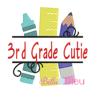 Sketchy 3rd Grade Cutie Back to school machine embroidery design