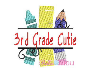 Sketchy 3rd Grade Cutie Back to school machine embroidery design