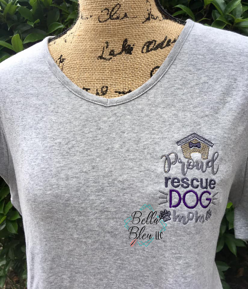 Proud Rescue dog Mom sketchy machine Embroidery design