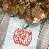 Happy Fall Y'all pumpkin machine Embroidery Design 8x8