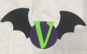 Halloween Bat Monogram frame applique 4x4