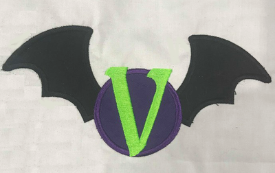 Halloween Bat Monogram frame applique 8x12
