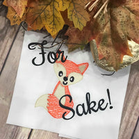 For Fox Sake Fall Sketchy machine Embroidery Design 8x8