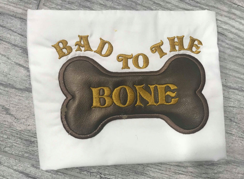 Bad to the Bone dog doggie bone applique