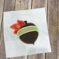 Fall Acorn with Leaves machine applique embroidery design 4x4