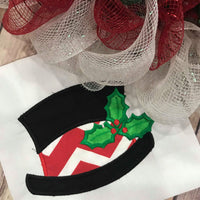Christmas Snowman Hat with Holly machine applique embroidery design 5x5
