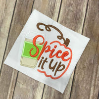 Spice it up Latte Fall Pumpkin machine applique embroidery design 5x5