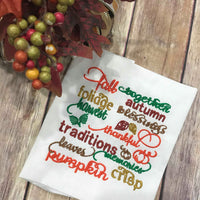 Fall Wording Saying Subway Art Pumpkin machine embroidery design 8x8
