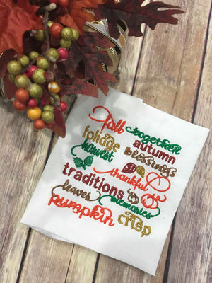 Fall Wording Saying Subway Art Pumpkin machine embroidery design 6x6