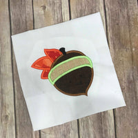 Fall Acorn with Leaves machine applique embroidery design 4x4