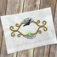 Halloween Spooky Monogram Frame machine applique embroidery design 5x7