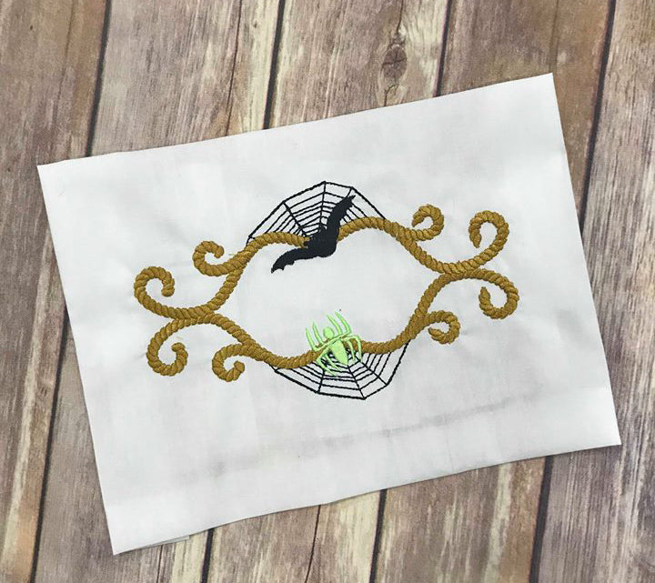 Halloween Spooky Monogram Frame machine applique embroidery design 6x10