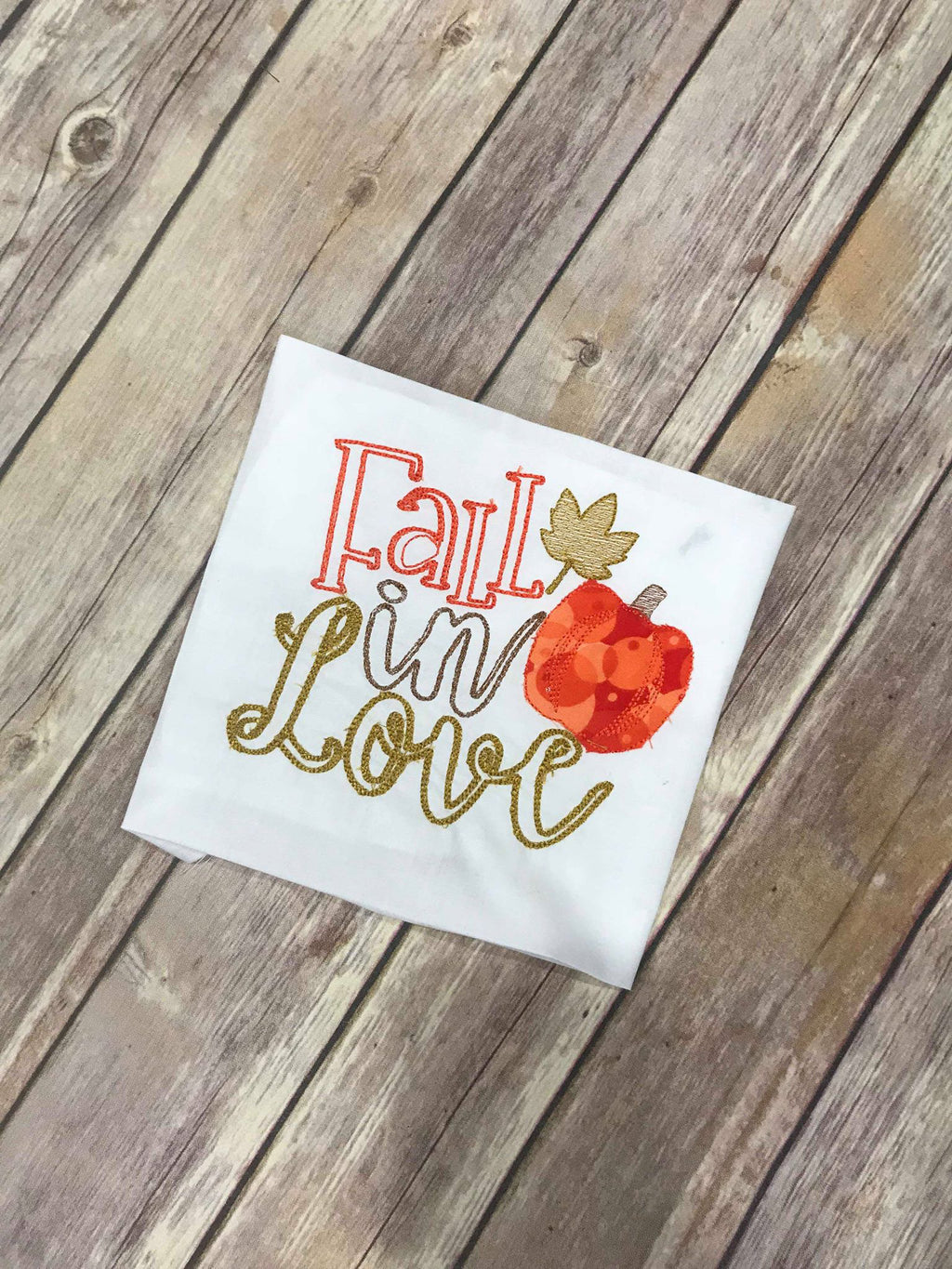 Fall in love pumpkin bean stitch machine applique embroidery design 5x5
