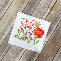 Fall in love pumpkin bean stitch machine applique embroidery design 6x6