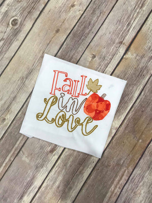 Fall in love pumpkin bean stitch machine applique embroidery design 8x8