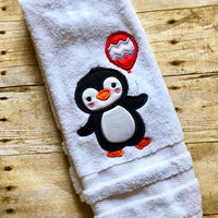 Birthday Penguin with Balloon Applique Machine Embroidery Design 6x10
