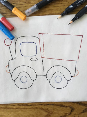 Colorwork Truck bean stitch Machine Embroidery Design