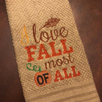 I Love Fall machine Embroidery Design 6x6 Sketchy